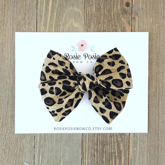 Leopard Print Fabric Bow | Fabric Bow | Baby Bow | Toddler Bow | Baby Headband | Hair Bow | Girls... | Etsy (US)