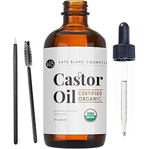 Castor Oil (2oz), USDA Certified Organic, 100% Pure, Cold Pressed, Hexane Free by Kate Blanc Cosm... | Amazon (US)
