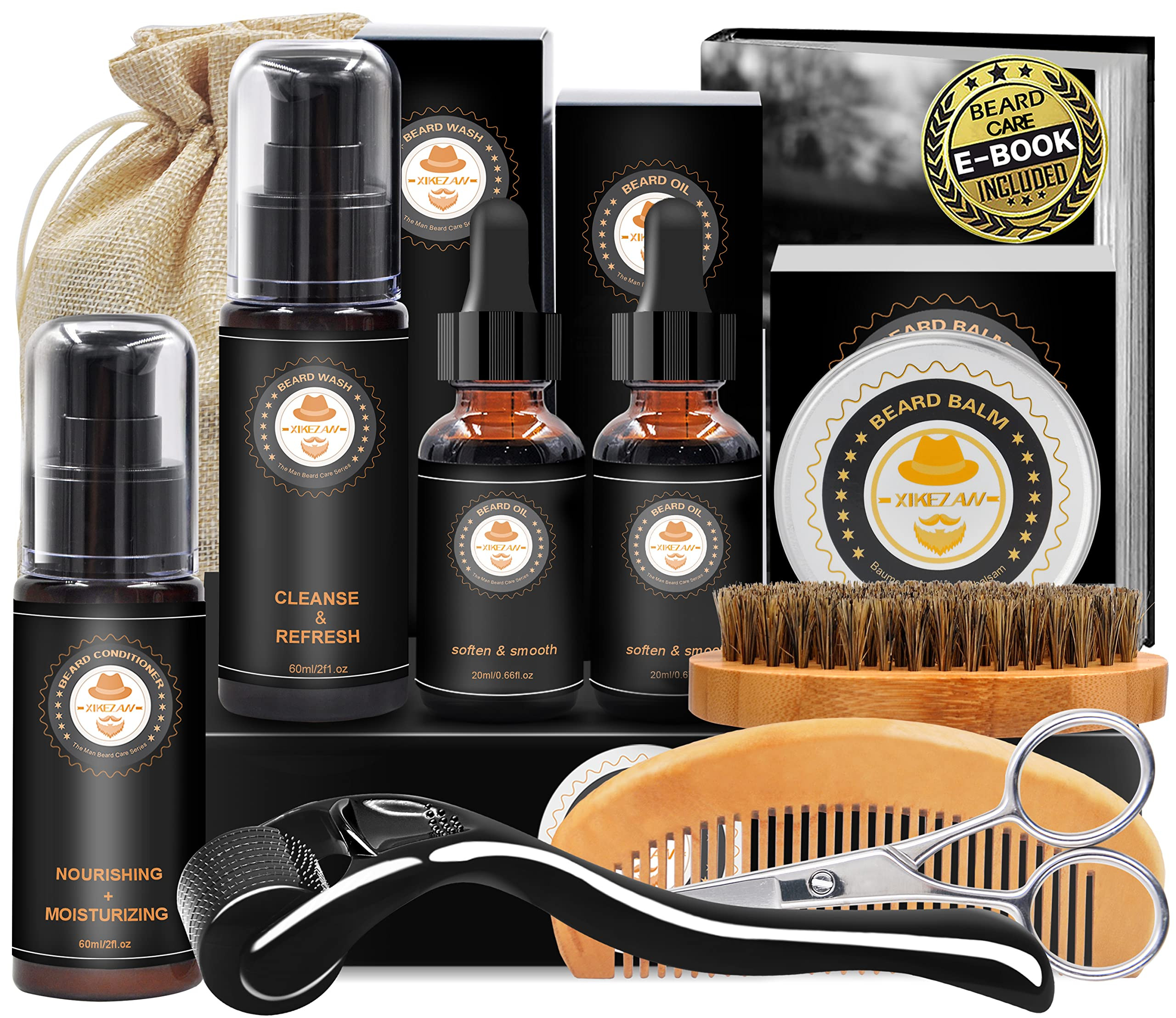 Upgraded Beard Grooming Kit w/Beard Conditioner,Beard Oil,Beard Balm,Beard Brush,Beard Shampoo/Wash, | Amazon (US)