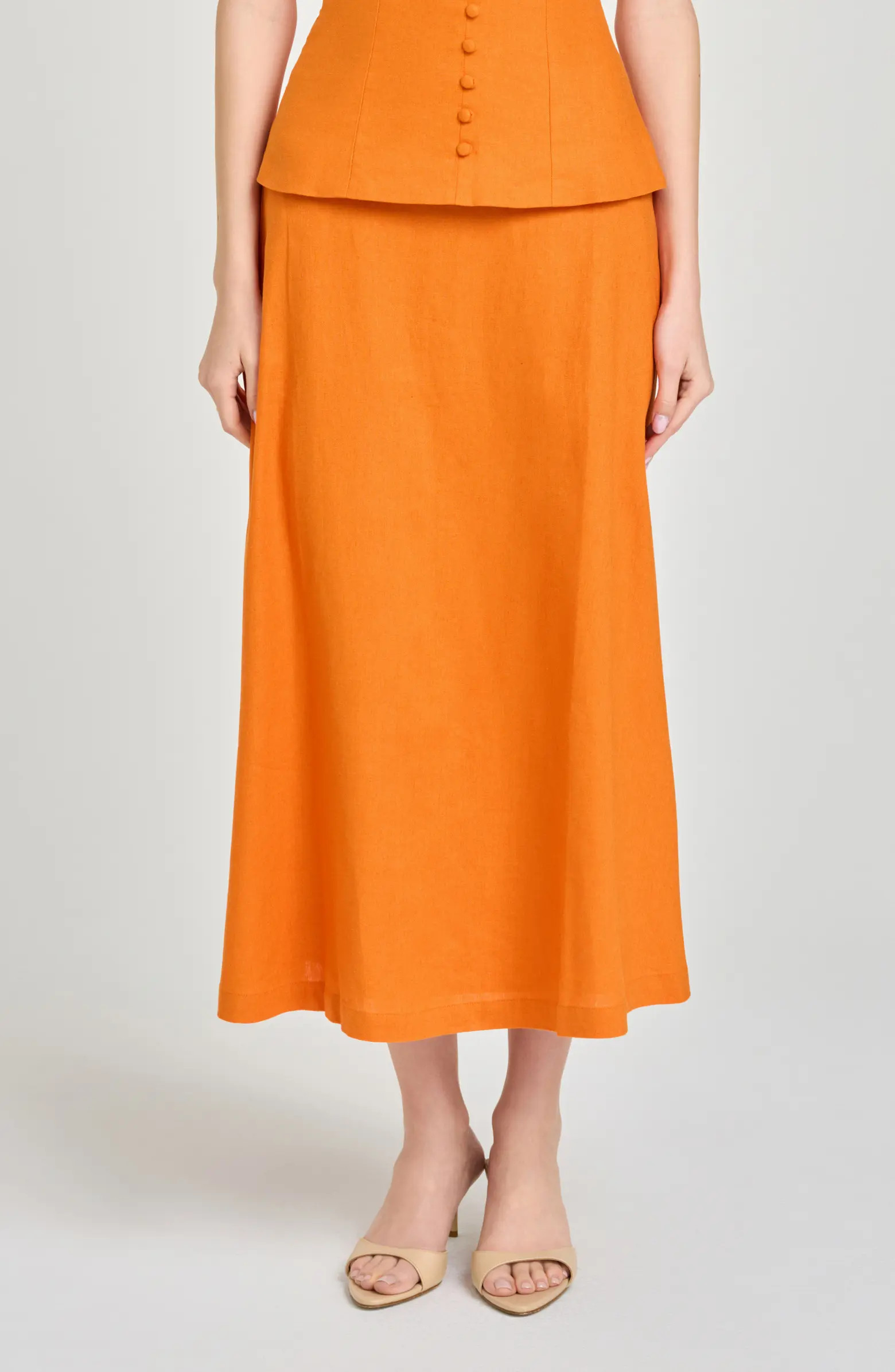 WAYF x Hannah Lovey Porter Capri Linen Blend Midi Skirt | Nordstrom | Nordstrom