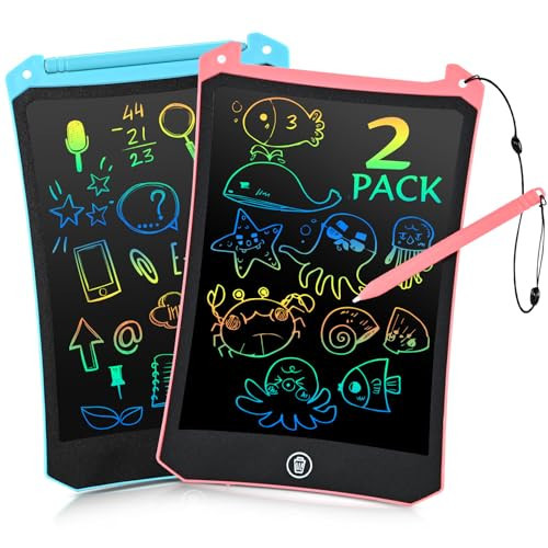 EooCoo Toddler Toys, LCD Writing Tablet for Kids 2 Pack, Kids Valentine Gifts Toddler Travel Essentials Drawing Pad, No Mess Coloring Books, Road Trip Activities, Age 3-5 Boy Girl Gifts - 8.5 Inch | Amazon (US)