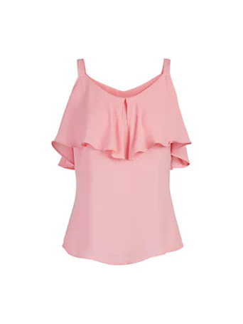 pink flounced cold-shoulder top | New York & Company