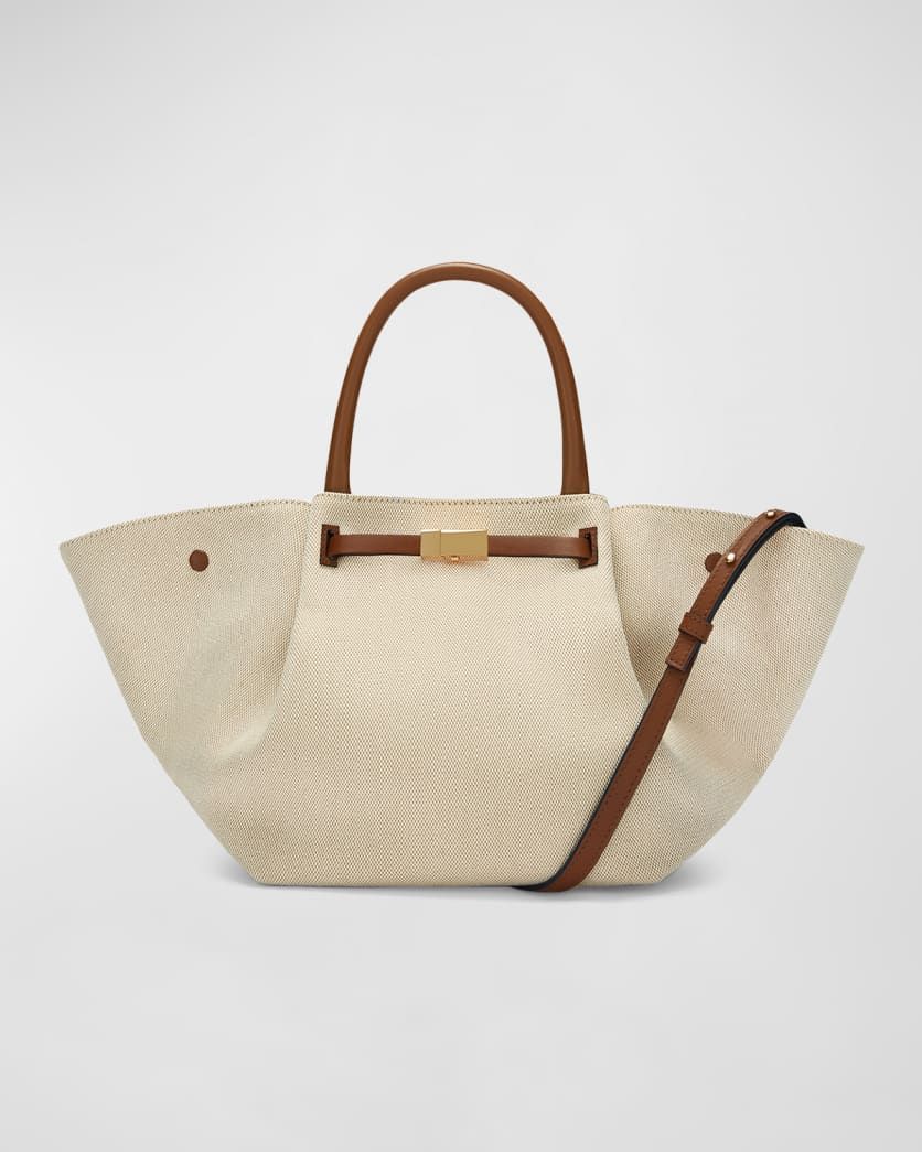 Midi New York Buckle Leather Tote Bag | Neiman Marcus