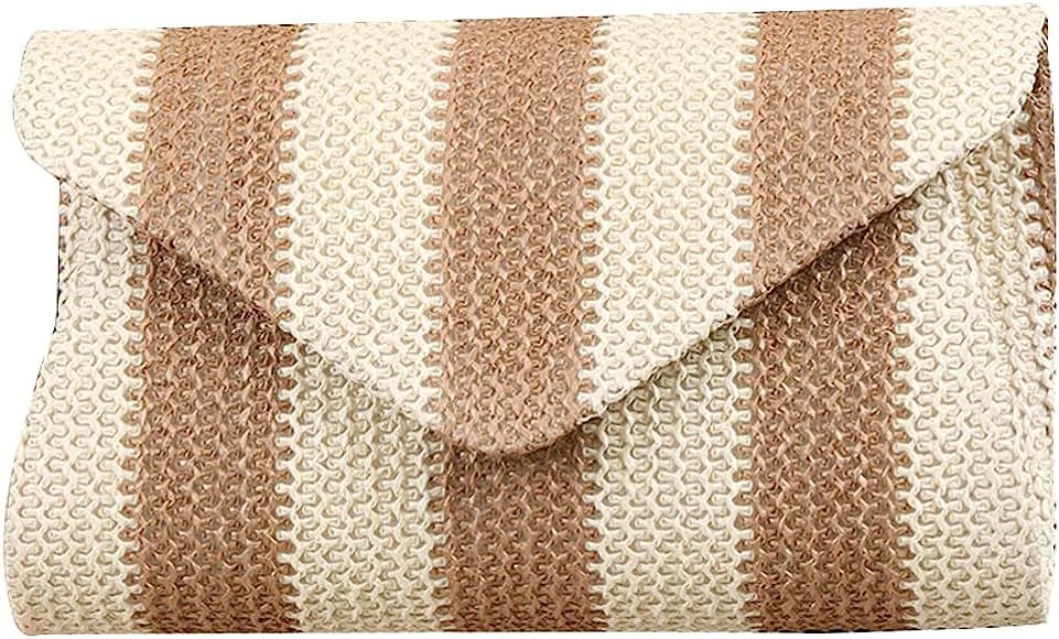 Obosoyo Straw Crossbody Bag Straw Clutch Women Woven Straw Shoulder Bags Summer Beach Envelope Pu... | Amazon (US)