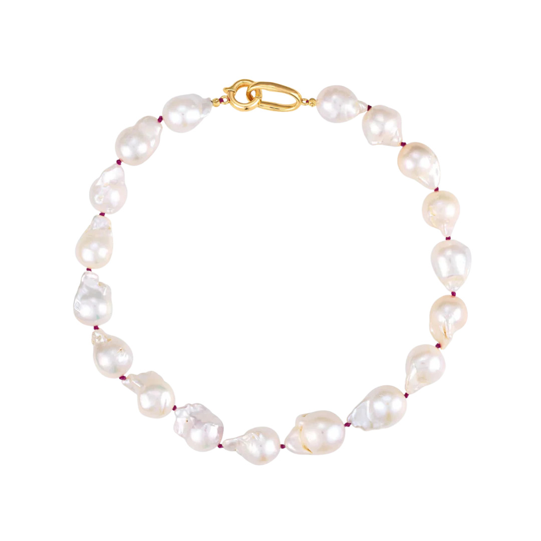 Red Chunky Baroque Pearl Necklace | Logan Tay