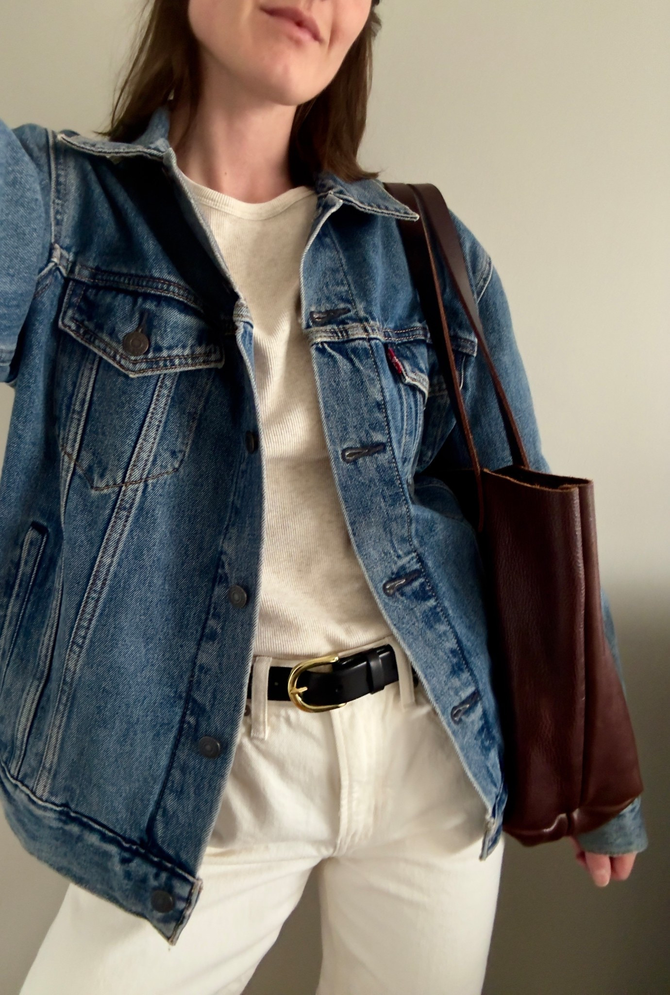 Friday outfit of the day 🤍 

Denim jacket | organic cotton shirt | basics | ootd | GRWM | simple chic style | 

#LTKgrwm #LTKootd