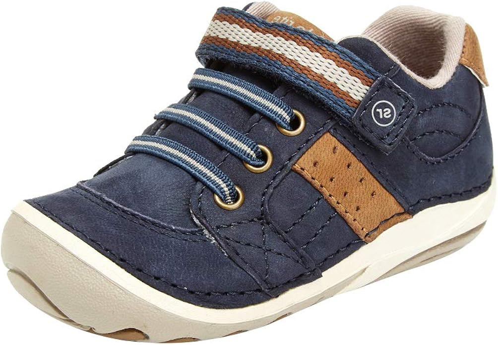 Stride Rite Boys Artie Lightweight Leather Sneaker, navy, 4.5 XW US-Toddler | Amazon (US)