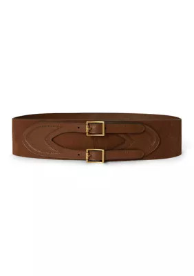 Lauren Ralph Lauren Women's Suede & Leather Double-Buckle Wide Belt, Small | Belk