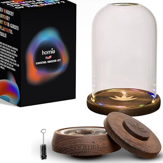 Cocktail Smoker Kit with LED Wooden Base and Tall Glass Dome, 8.5" x 5.8" - Premium Quality Wood ... | Amazon (US)
