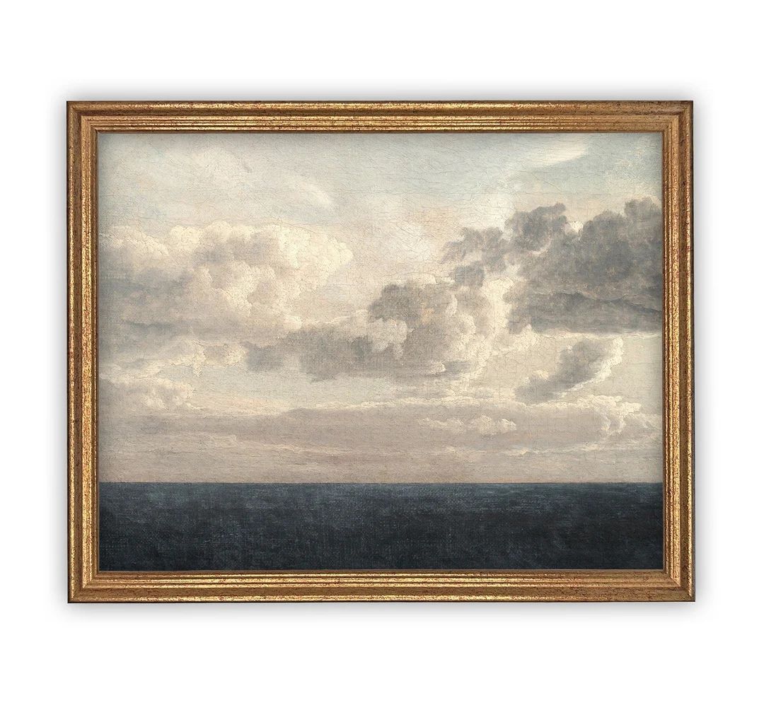 Vintage Framed Canvas Art  // Framed Vintage Print // Vintage Painting // Coastal Beach Seascape ... | Etsy (US)
