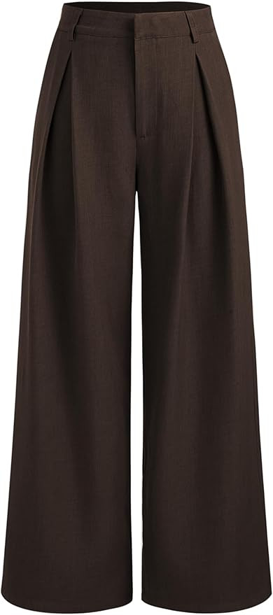 CIDER Wide Leg Pants Woman Straight Leg Trousers Casual Mid Waist Pants Office Work Pants with Po... | Amazon (US)
