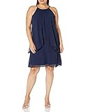 S.L. Fashions womens Plus-size Embellished Halter Neck Tier Special Occasion Dress, Navy, 16 Plus | Amazon (US)