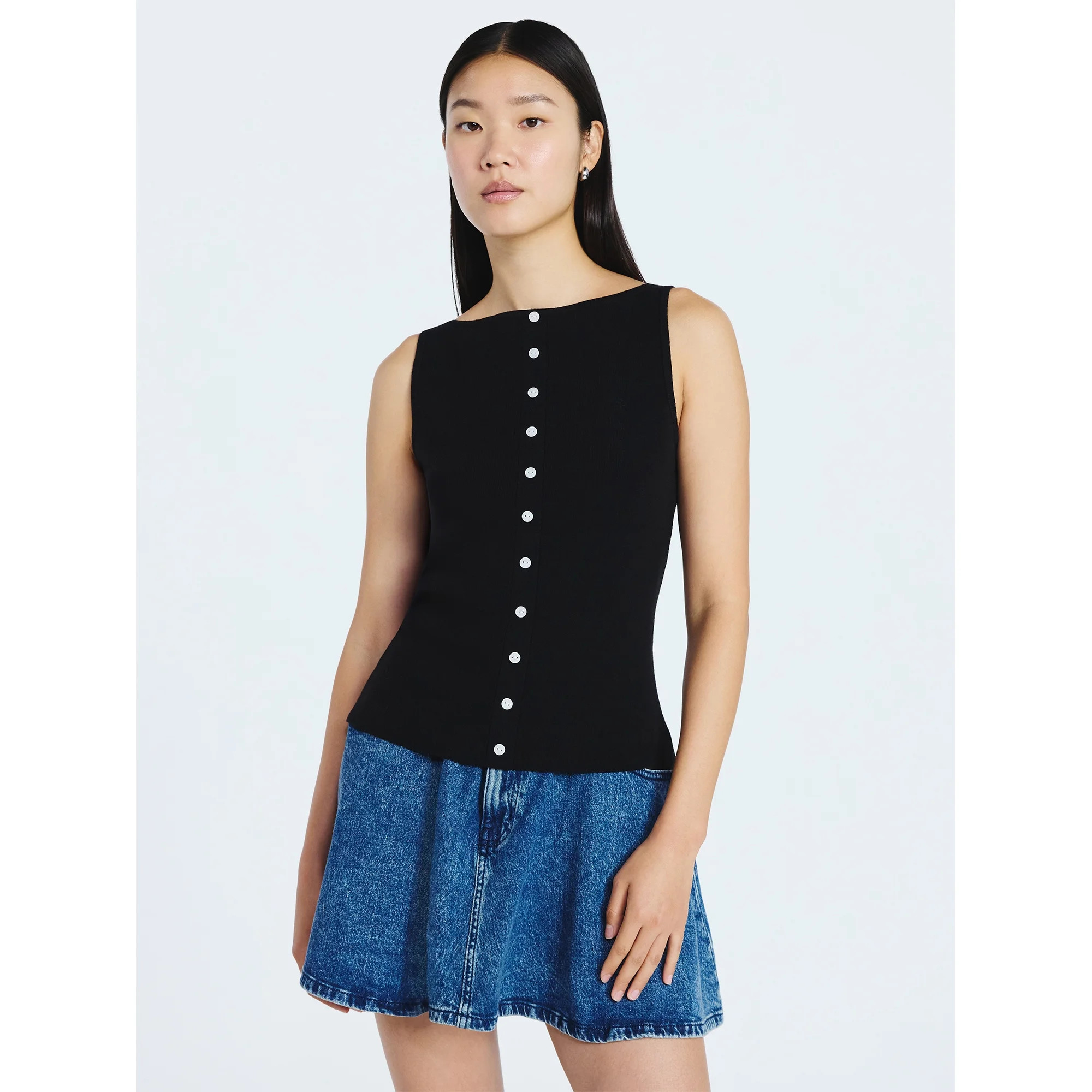 Scoop Women's Sleeveless Button Front Cardigan Sweater, Lightweight, Sizes XS-XXL | Walmart (US)