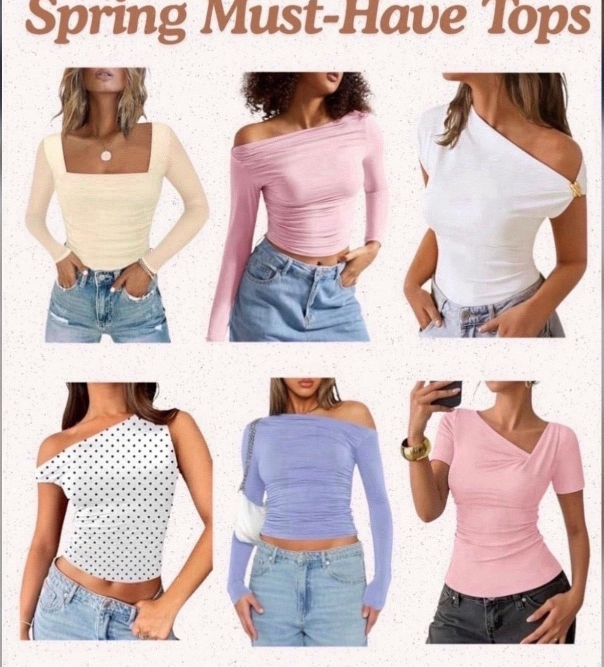 Spring tops
Short sleeve tops
Long sleeve tops
Pastel tone tops
Going out tops
#goingouttop #springtops #capsule #springfashion #springstyle