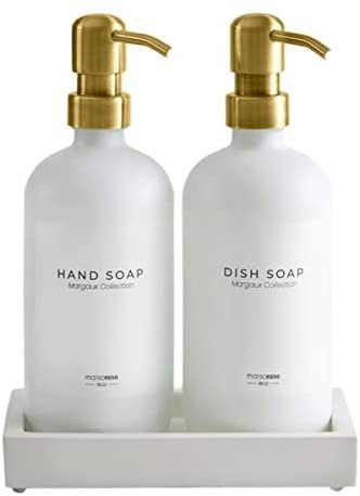 Amazon.com: MaisoNovo Glass Soap Dispenser with Pump and Concrete Tray | Vintage Soap Dispenser B... | Amazon (US)