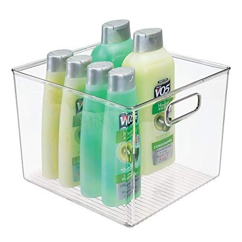 mDesign Deep Plastic Storage Bin Tote with Handles for Organizing Hand Soaps, Body Wash, Shampoos... | Amazon (US)
