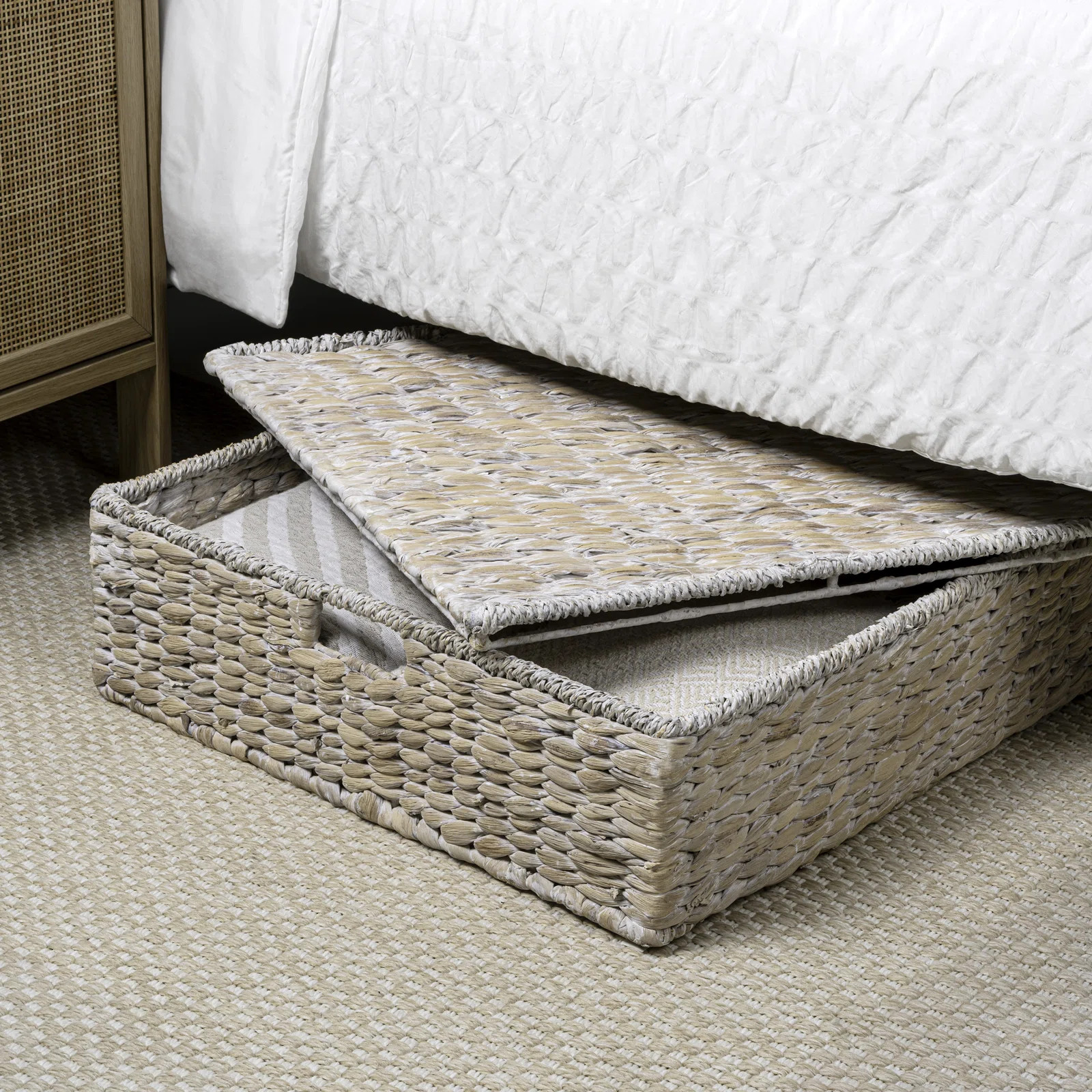 Holden 30'' Classic Costal Hand-Woven Hyacinth Wicker Under Bed Storage Basket with Lid | Wayfair North America