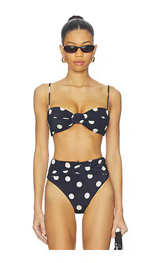 Cult Gaia Alouette Bikini Top in Small Dot Deep Lake from Revolve.com | Revolve Clothing (Global)