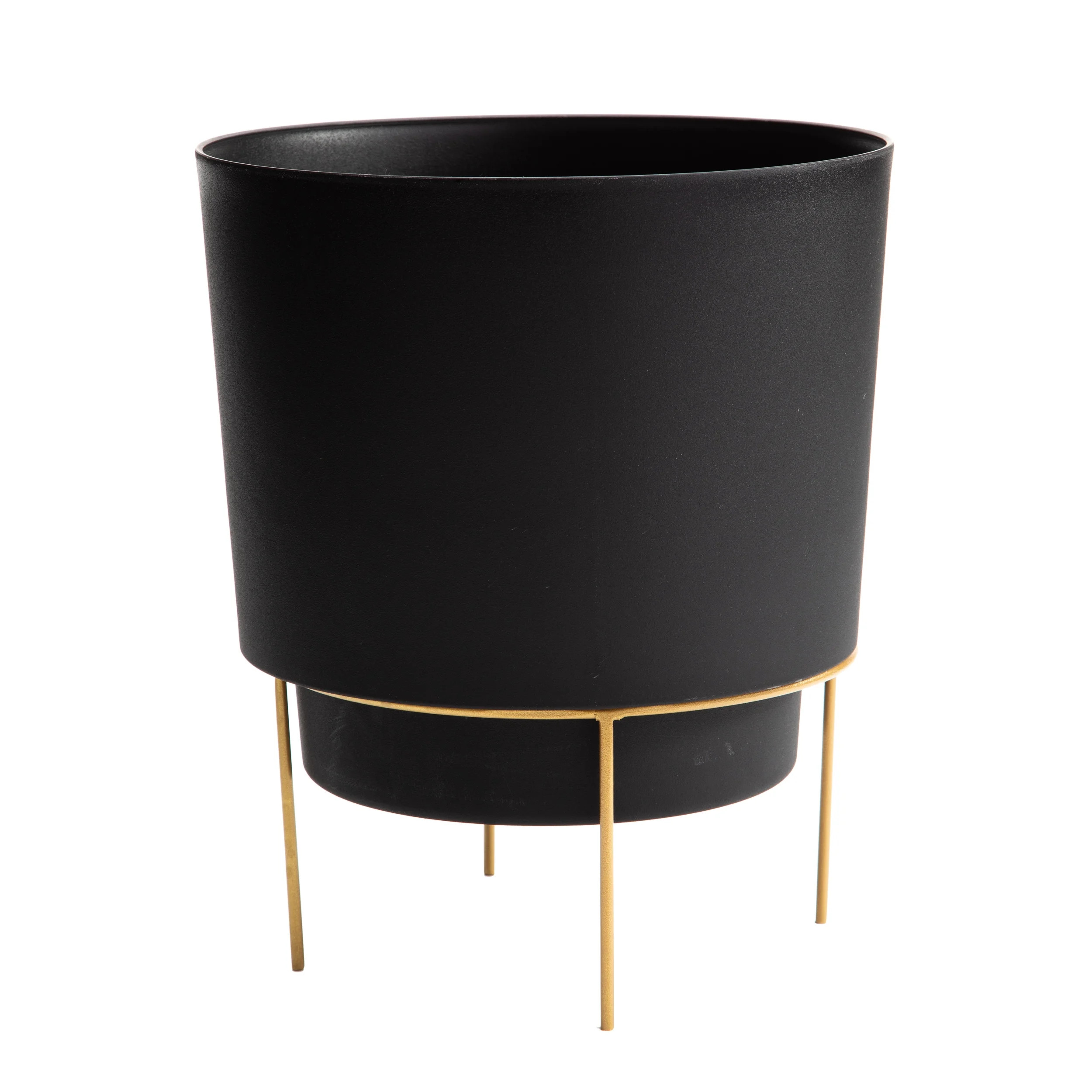 Bloem Hopson Planter w/ Metal Gold Stand 6" Black | Walmart (US)