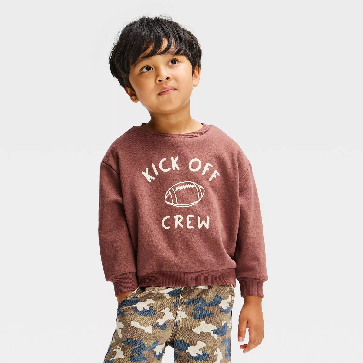 Toddler Boys' Juniper Shore Pullover Fleece Kickoff Crewneck Sweatshirt - Brown 4T | Target