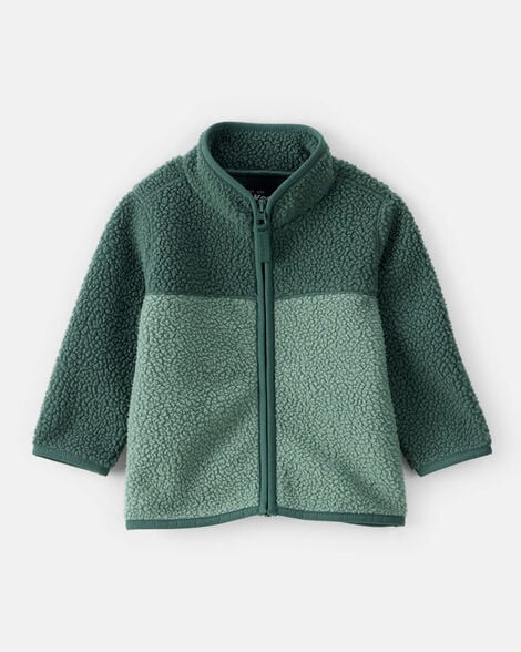 Baby Boy Color Block Microfleece Zip-Up Jacket - Green | Carter's Inc