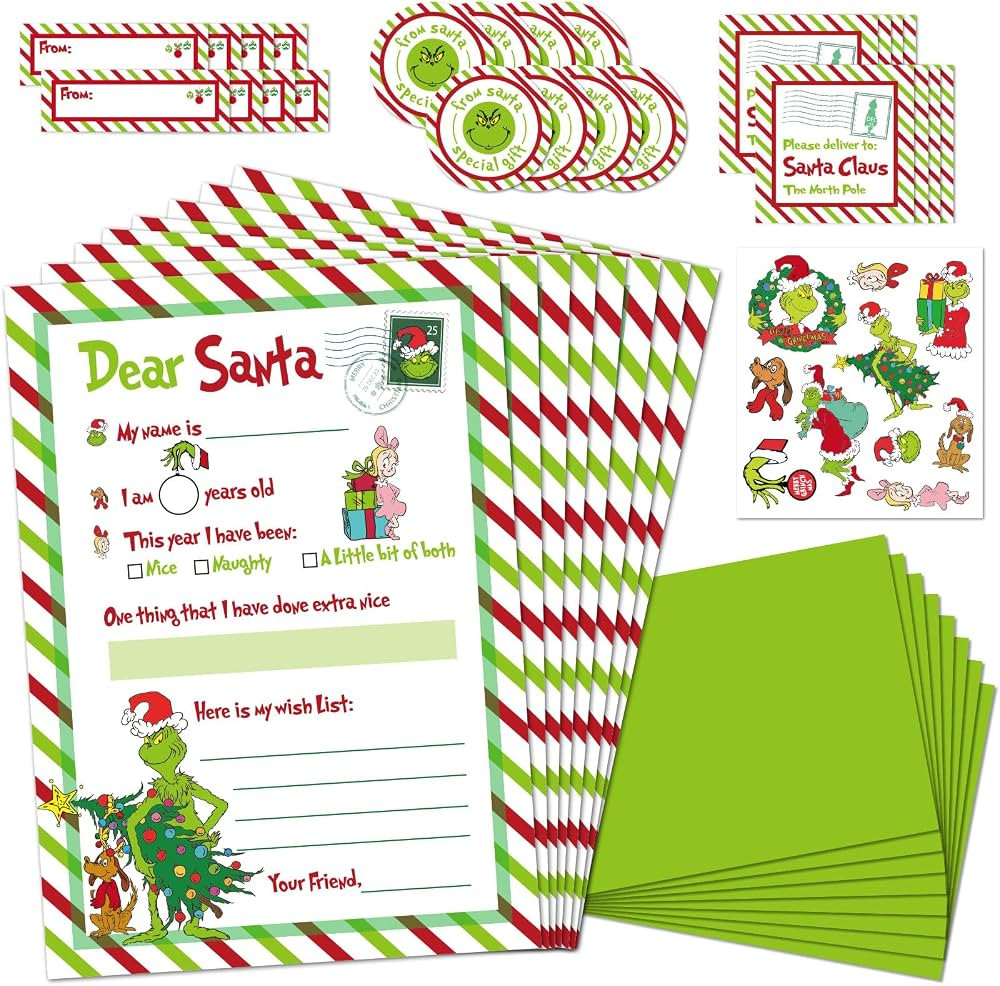 8 Sets Letter to Santa Kit,Official Santa Letters Writing Kit for Christmas Wish List,5X 7”Fill... | Amazon (US)