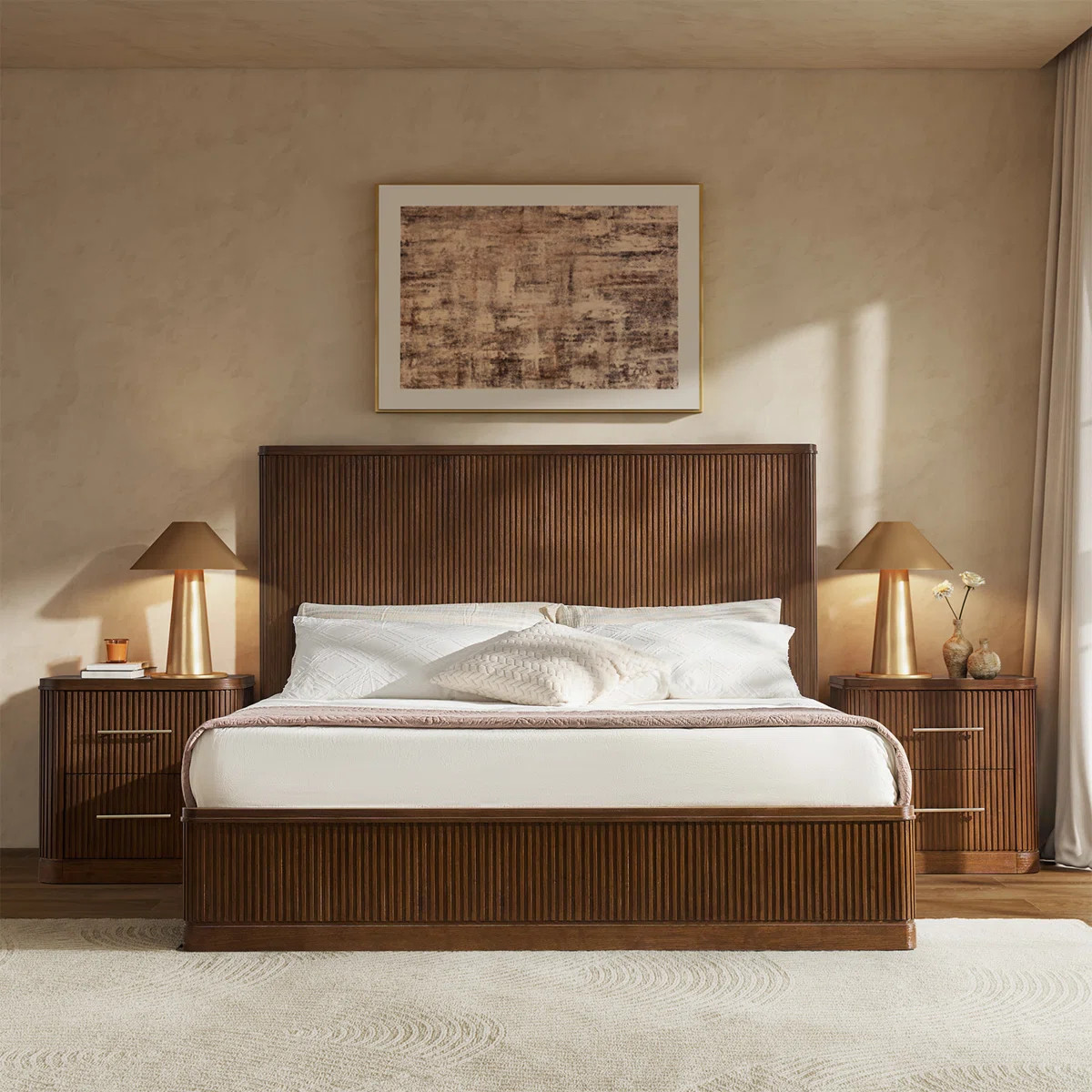 Graciana 60"H Modern Solid Wood Fluted Bed | Wayfair North America