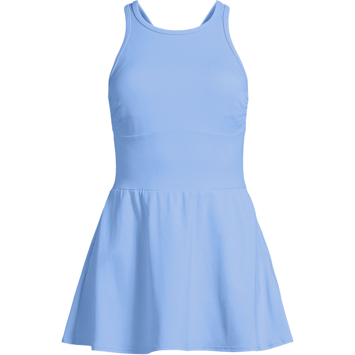 Women's Tugless High Neck Swim Dress Swimsuit | Lands' End (US)