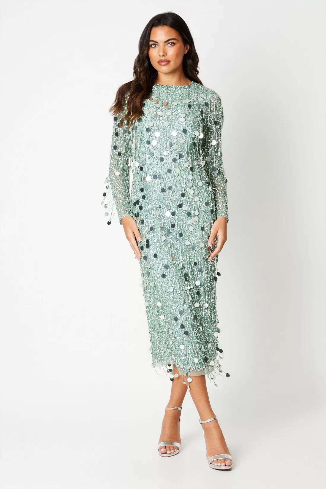 Dresses | Premium Embellished Fringe And Disc Sequin Column Dress | Coast | Coast UK & IE