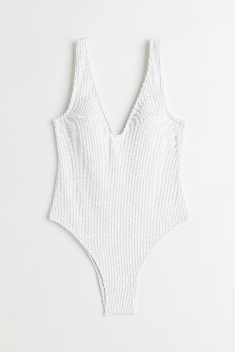 H & M - High-leg swimsuit - White | H&M (UK, MY, IN, SG, PH, TW, HK)