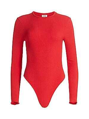 '60s Long-Sleeve Rib-Knit Bodysuit | Saks Fifth Avenue