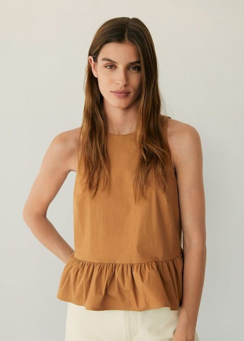 Ruffled poplin blouse | MANGO (US)