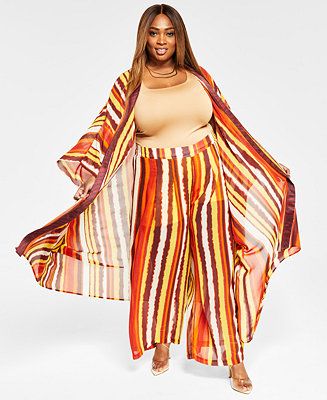 Nina Parker Chiffon Duster & Pull-On Pants, Created for Macy's & Reviews - Plus Sizes - Macy's | Macys (US)