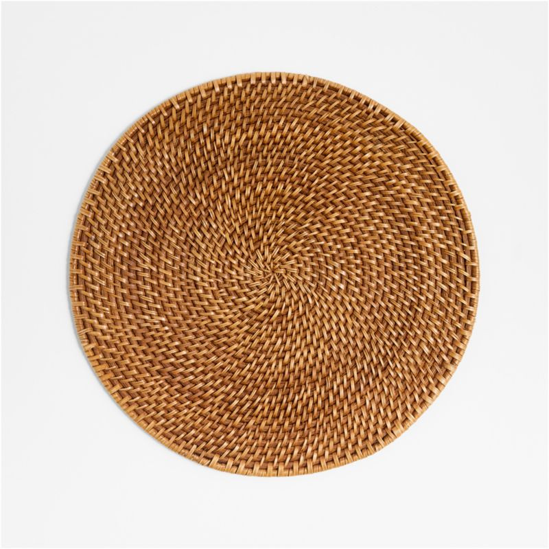 Artesia Honey Woven Rattan Round Placemat + Reviews | Crate & Barrel | Crate & Barrel