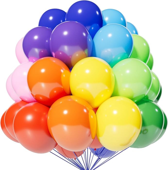 KAWKALSH 120 Balloons Rainbow Set 12 Inches, Assorted Color Latex Balloons Made With Strong Multi... | Amazon (US)