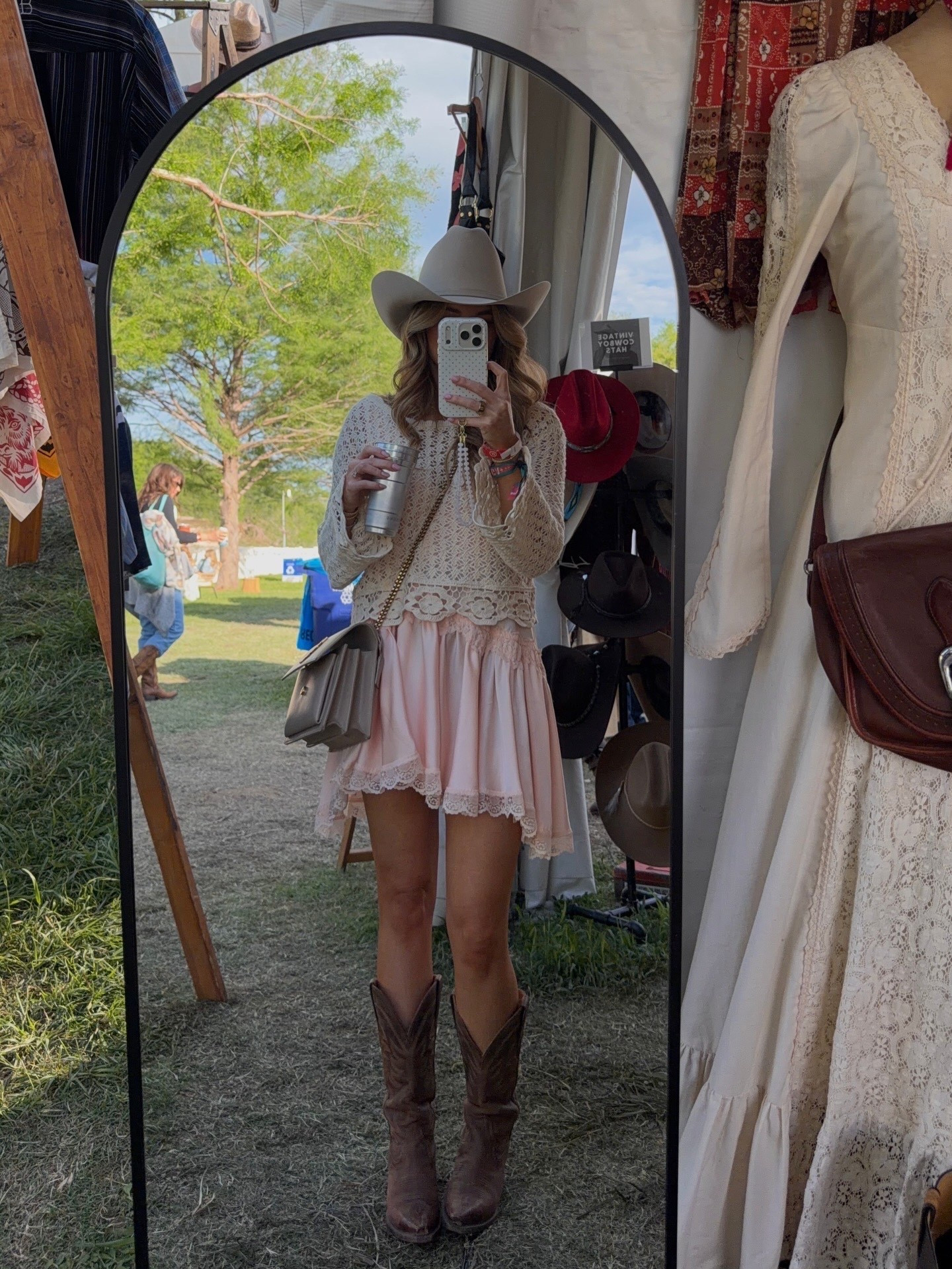 tried on a stetson hat! top: xs // dress: xs 