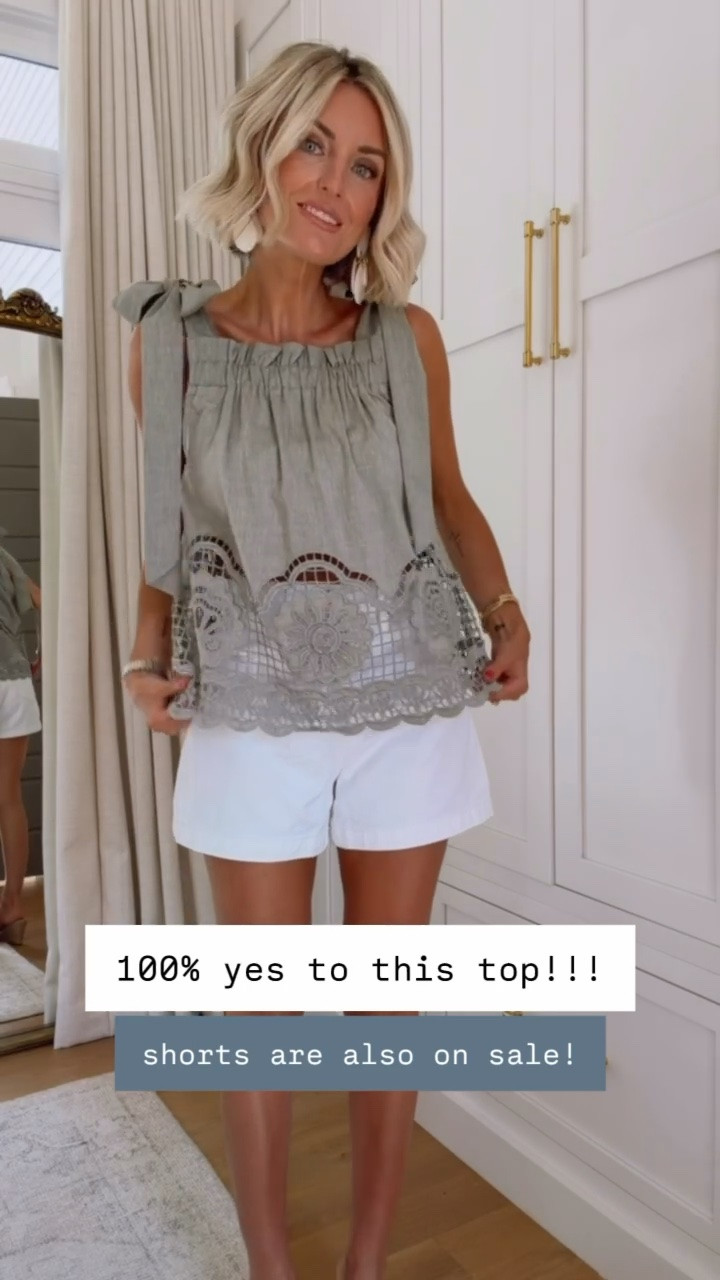 This eyelet top is SO pretty! I cannot get over it! Love how it looks with the denim shorts too! Use code LOVERLY20 for 20% off Anthropologie when you spend $100 or more! Loverly Grey, Anthropologie, summer outfit, denim shorts, white denim shorts, eyelet top, sale

#LTKootd #LTKSeasonal #LTKSaleAlert