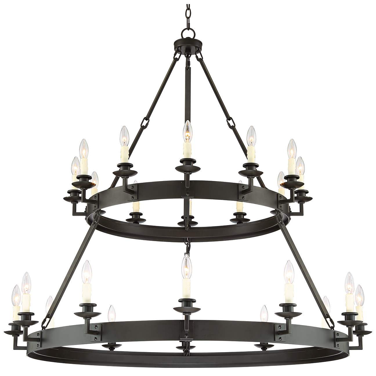 Parkham 48 1/4" Wide Bronze Round 2-Tier 24-Light Chandelier | Lamps Plus