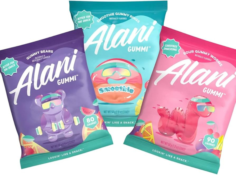 Alani Nu Sour Gummy Worms, Gummy Bears, Smoothie Gummy Rings Variety 3 pack | Amazon (US)