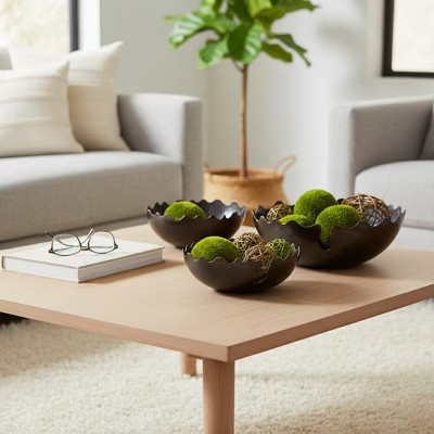 Stylish Chipped Decorative Bolws for Centerpiece Table Decoration - Home Decor Accent for Kitchen Counter and Coffee Table Decor - Set of 3, 6", Black | Target