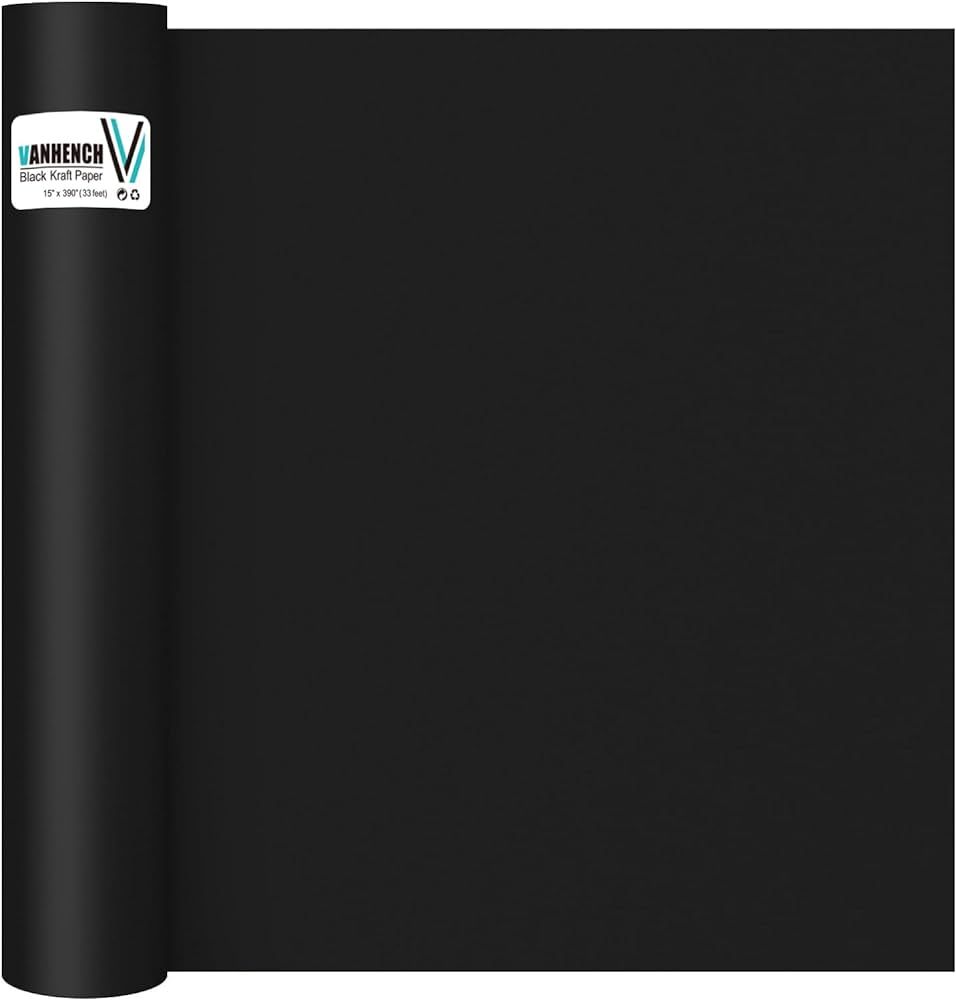 Black Wrapping Paper 15" x 390", Craft Kraft Paper Black Construction Paper, Poster Bulletin Boar... | Amazon (US)