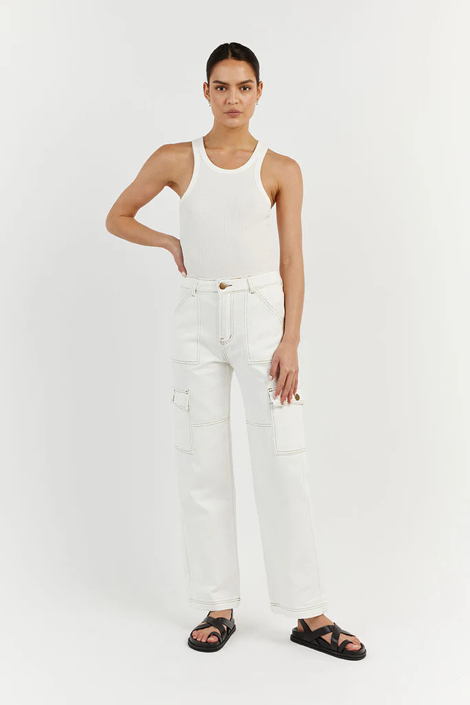 BRONX OFF WHITE MID RISE CARGO | DISSH