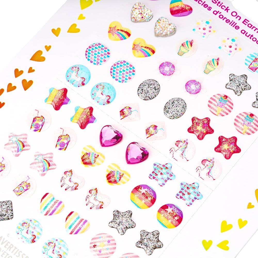 Claire's Stick On Earrings - Girls 3D Sticker Earrings Self-Adhesive Glitter Craft Gem Stickers | Amazon (US)