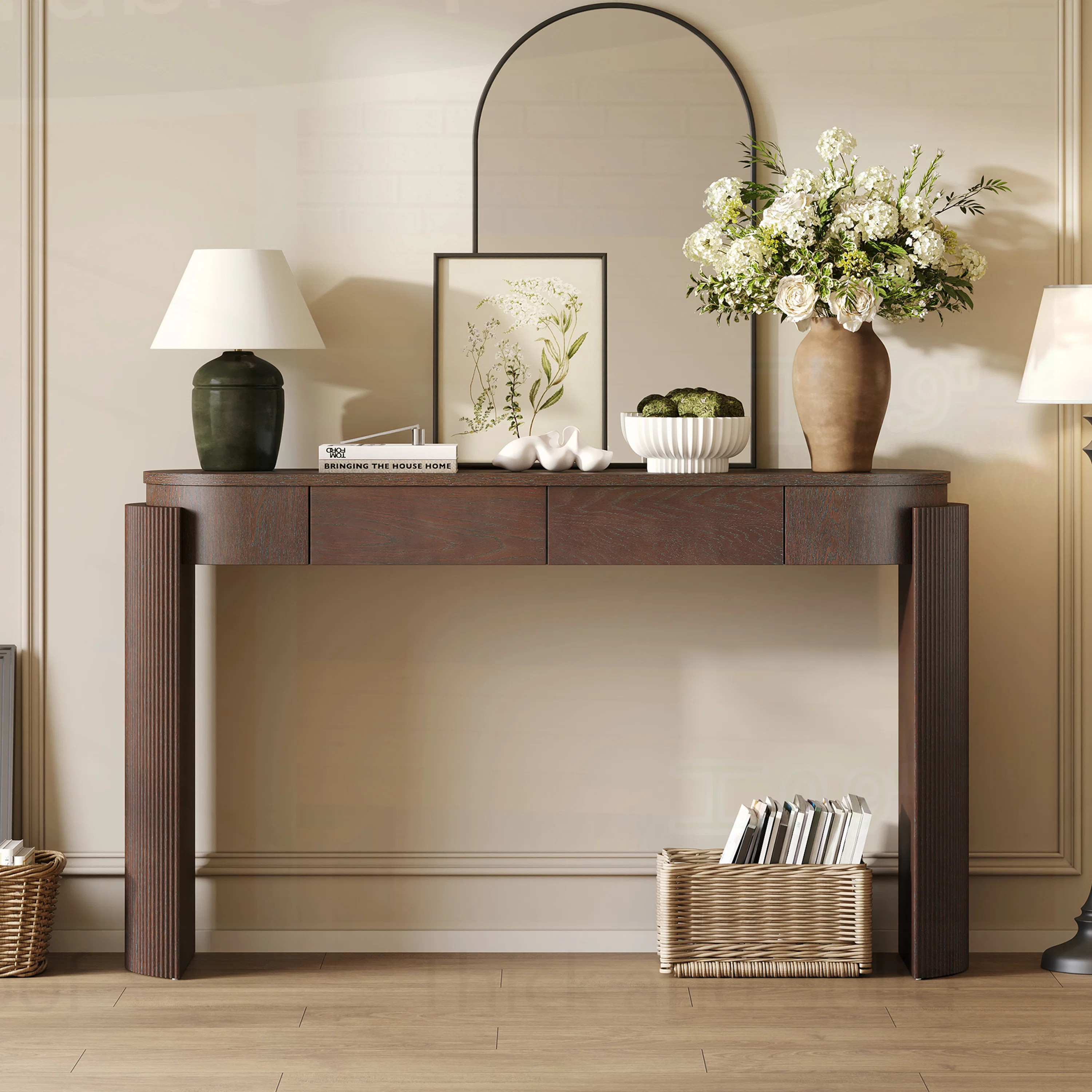 Console Table In Fluted Design With 2 Drawers | Wayfair North America