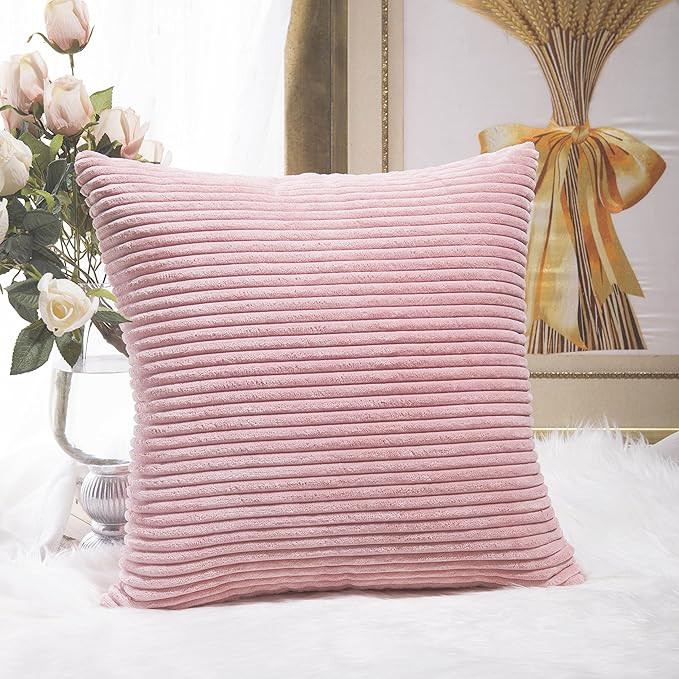 HOME BRILLIANT Striped Corduroy Velvet Large Euro Throw Pillow Sham Cushion Cover for Couch, 24 x... | Amazon (US)