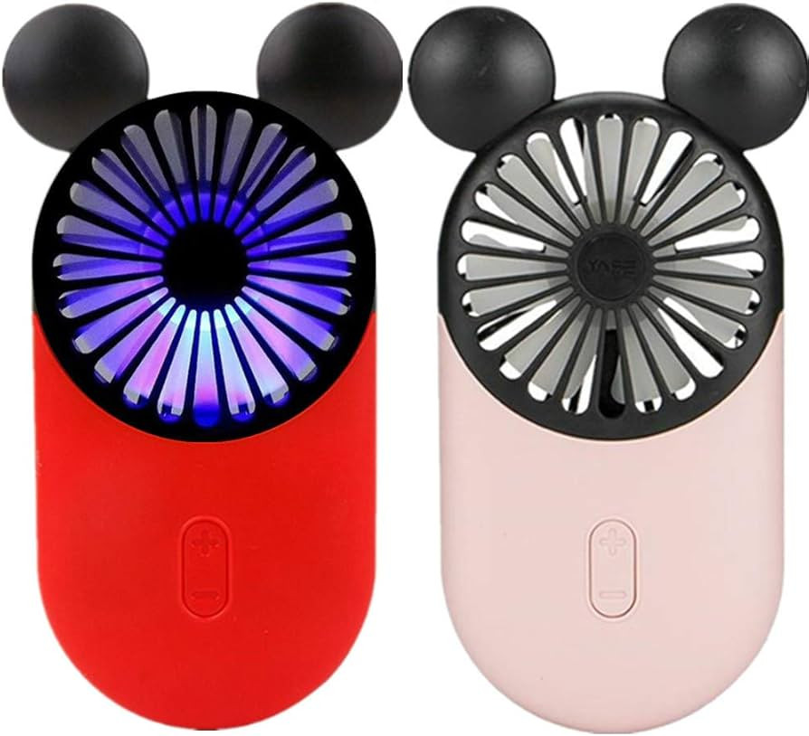 Cute Personal Mini Fan, Handheld & Portable USB Rechargeable Fan with Beautiful LED Light, 3 Adju... | Amazon (US)