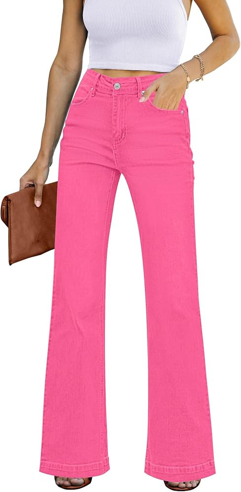 GRAPENT Womens Flare Jeans High Waisted Wide Leg Baggy Jean for Women Stretch Denim Pants | Amazon (US)