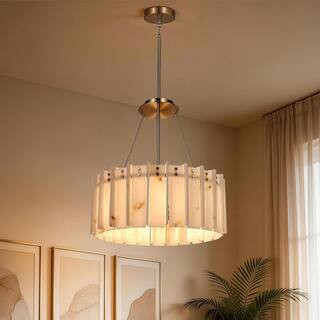 6-Light Antique Brass Round Chandelier 24 in. E26 Adjustable Height Modern Ring Chandelier for Dining Room Living Room | The Home Depot