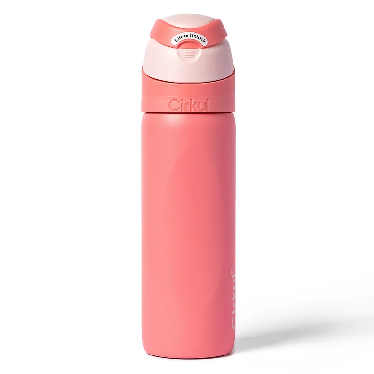 Cirkul 26oz StrawSip Flip Water Bottle, Stainless Steel, Double Wall Insulated, Charmed (Coral) | Walmart (US)