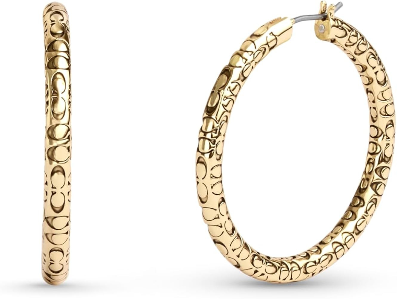 COACH Womens Signature Quilted Hoop Earrings | Amazon (US)